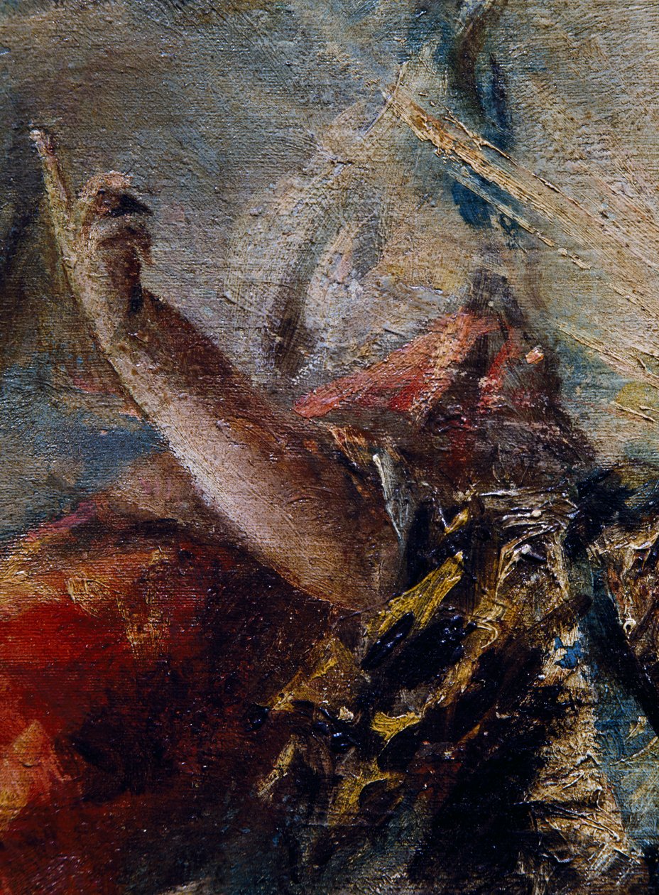 Ręka anioła błogosławi Tobiasza, fragment z Wesela Tobiasza, prawa część autorstwa Giovanni Antonio Guardi