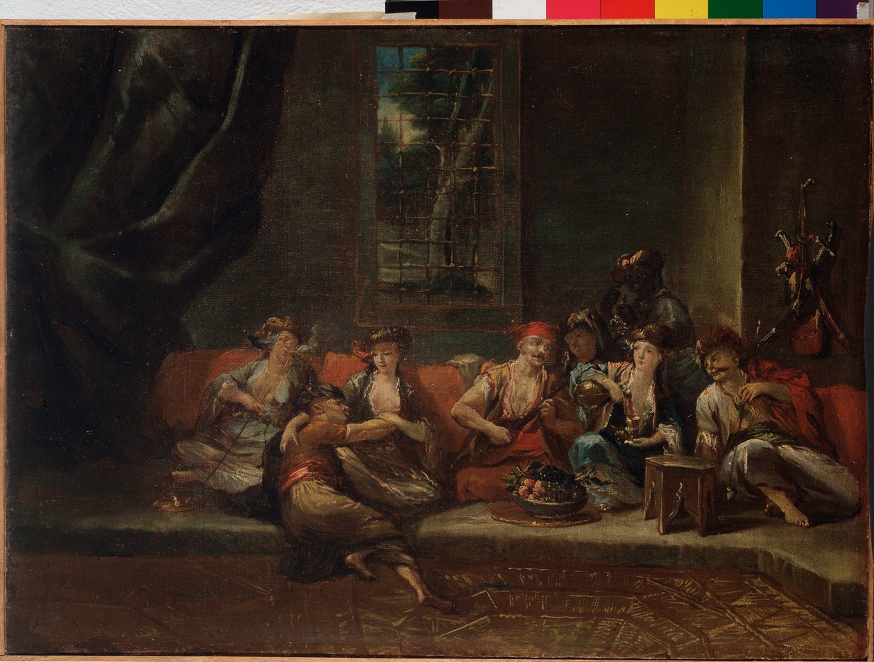 Harem, scena turecka - olej na płótnie autorstwa Giovanni Antonio Guardi