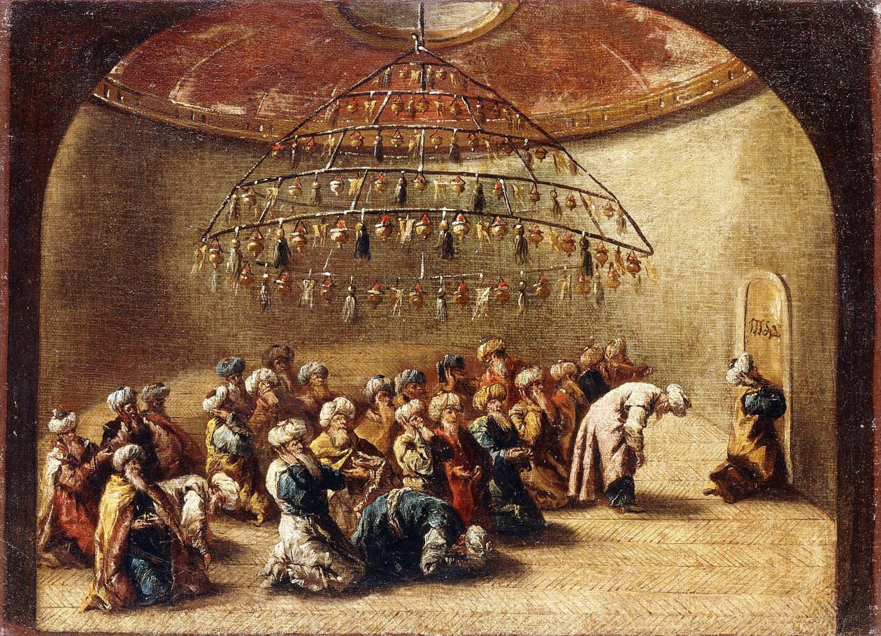 Turcy na modlitwie w meczecie, autorstwa Giovanni Antonio Guardi