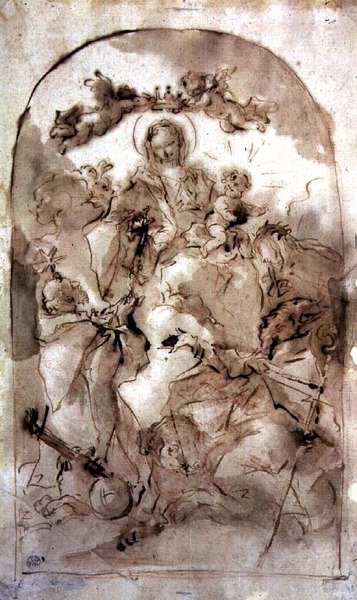 Matka Boska z Dzieciątkiem ze św. autorstwa Giovanni Antonio Guardi