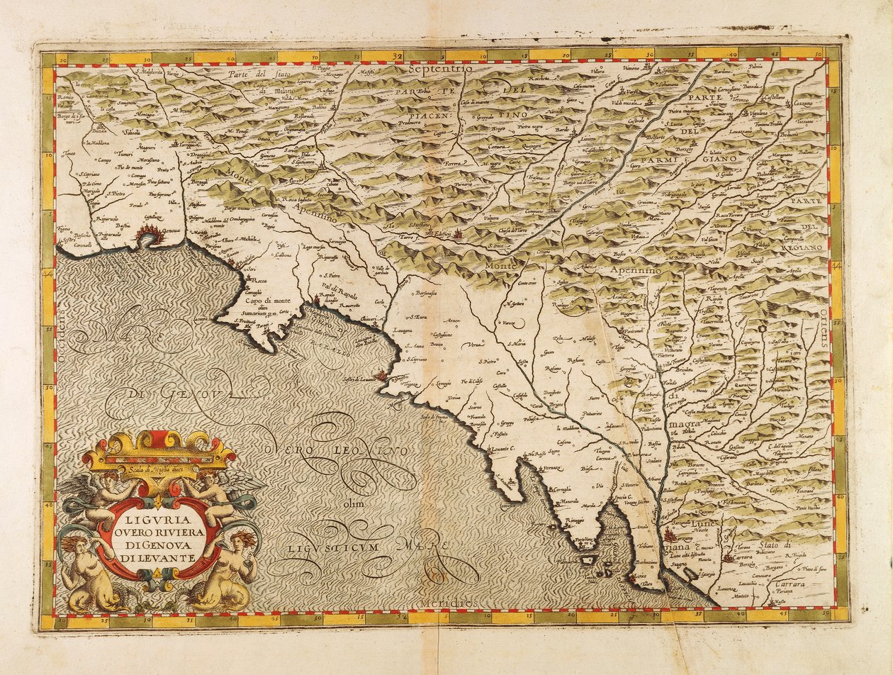 Region Ligurii Wschodniej, Z Atlasu Włoch Giovanniego Antonio Maginiego, Miedzioryt autorstwa Giovanni Antonio Magini