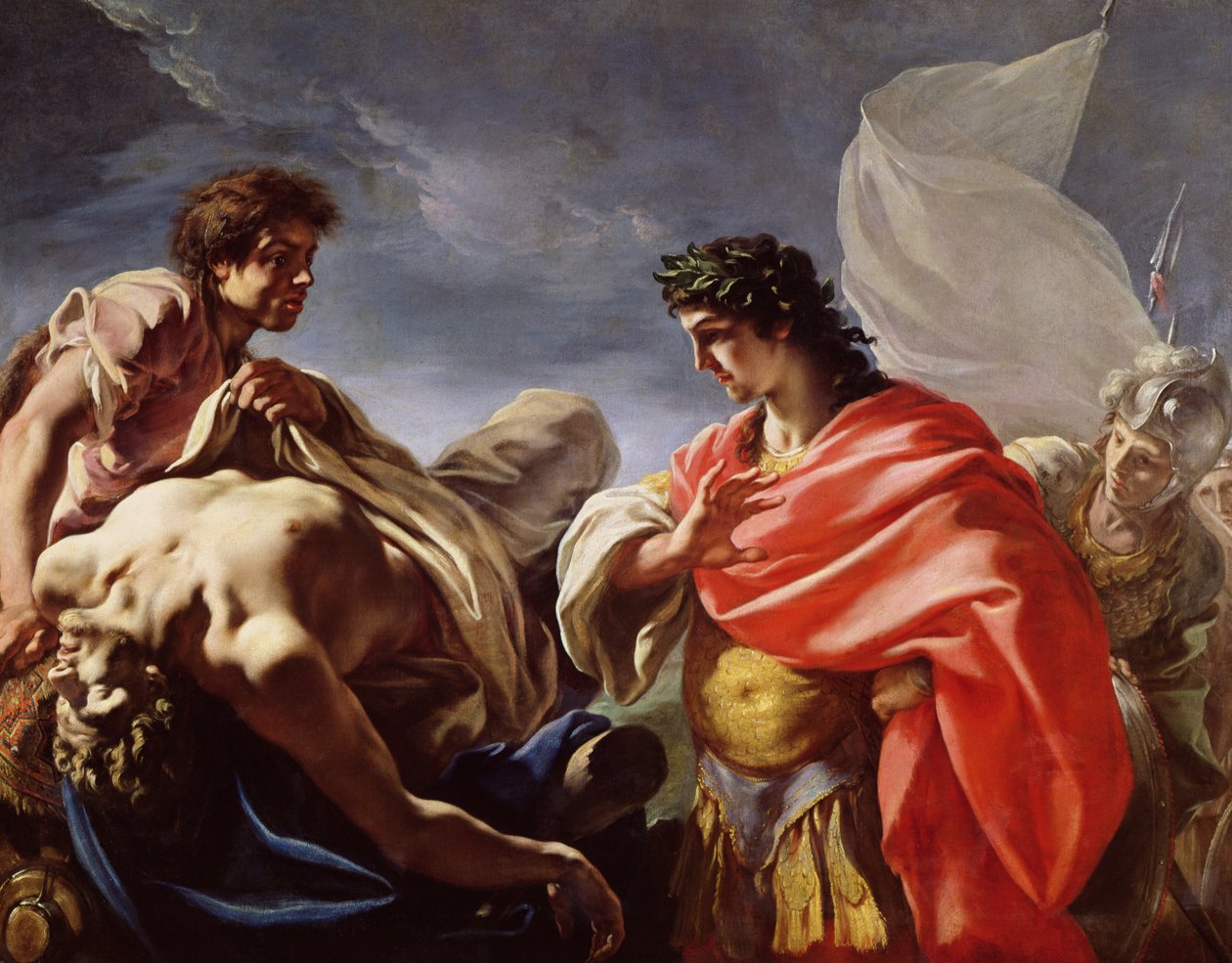 Achilles kontemplujący ciało Patroklosa autorstwa Giovanni Antonio Pellegrini