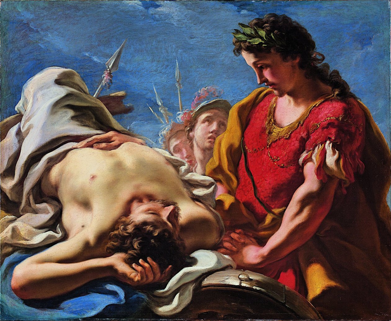 Aleksander przy zwłokach zmarłego Dariusza autorstwa Giovanni Antonio Pellegrini