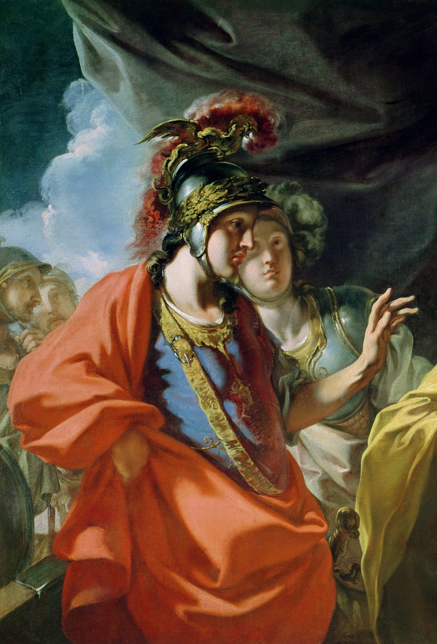 Łaskawość Aleksandra Wielkiego (356-323 p.n.e.) przed Rodziną Dariusza III (zm. 330 p.n.e.) (szczegół z 155522) autorstwa Giovanni Antonio Pellegrini