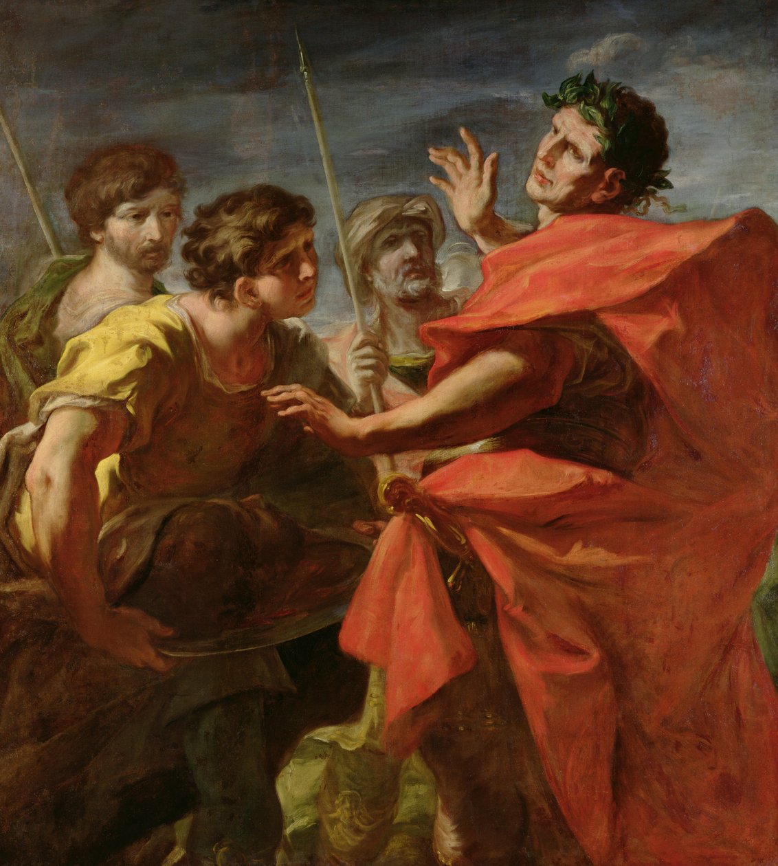 Głowa Pompejusza (106-48 pne) przedstawiona Cezarowi (100-44 pne) autorstwa Giovanni Antonio Pellegrini