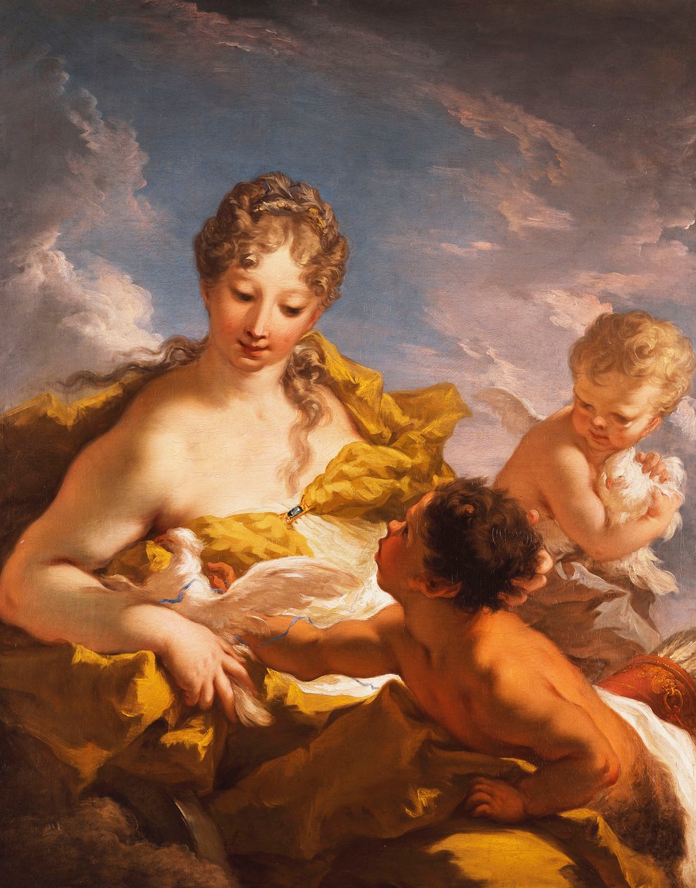 Wenus, Kupidyn i Faun, 1708-13 autorstwa Giovanni Antonio Pellegrini