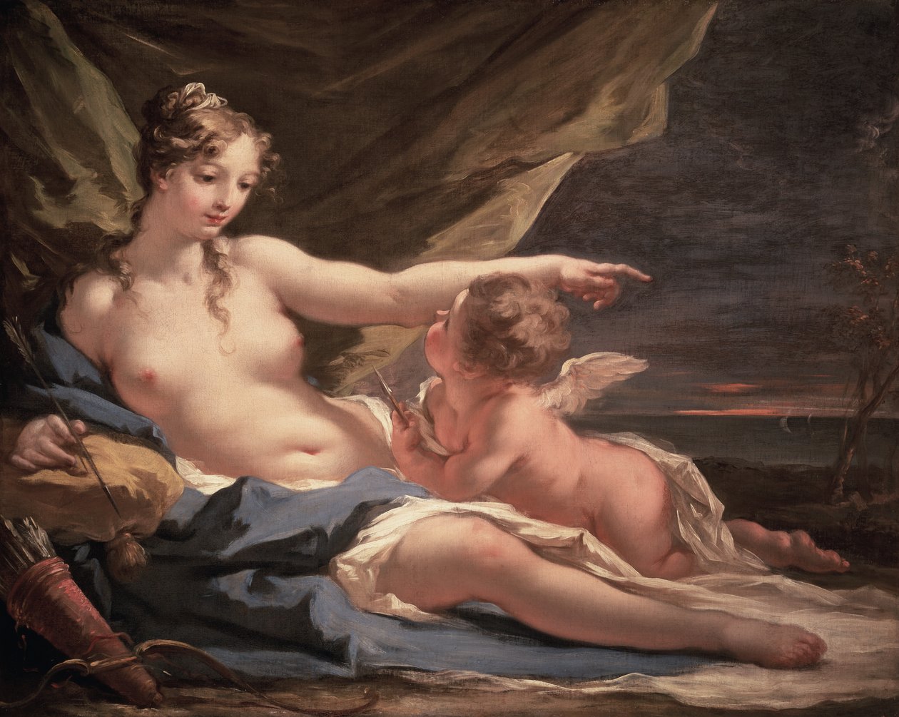 Wenus i Kupidyn (olej na płótnie) autorstwa Giovanni Antonio Pellegrini