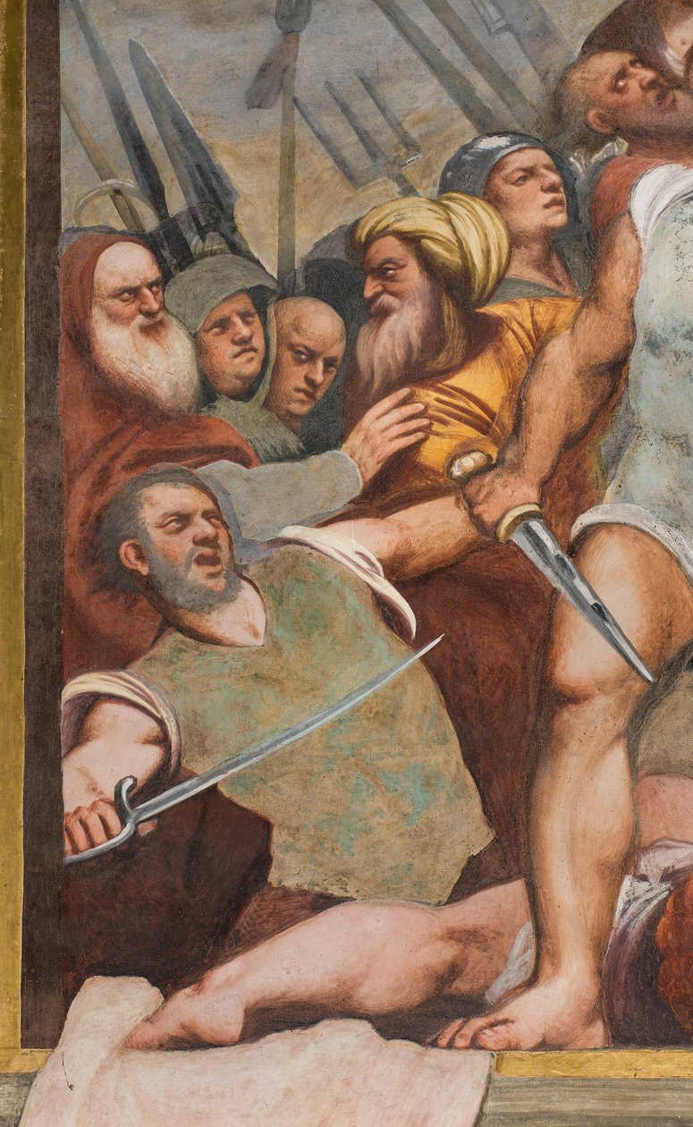 Nawa środkowa, pierwsze przęsło południowe, Chrystus przybity do krzyża, Pordenone autorstwa Giovanni Antonio Pordenone