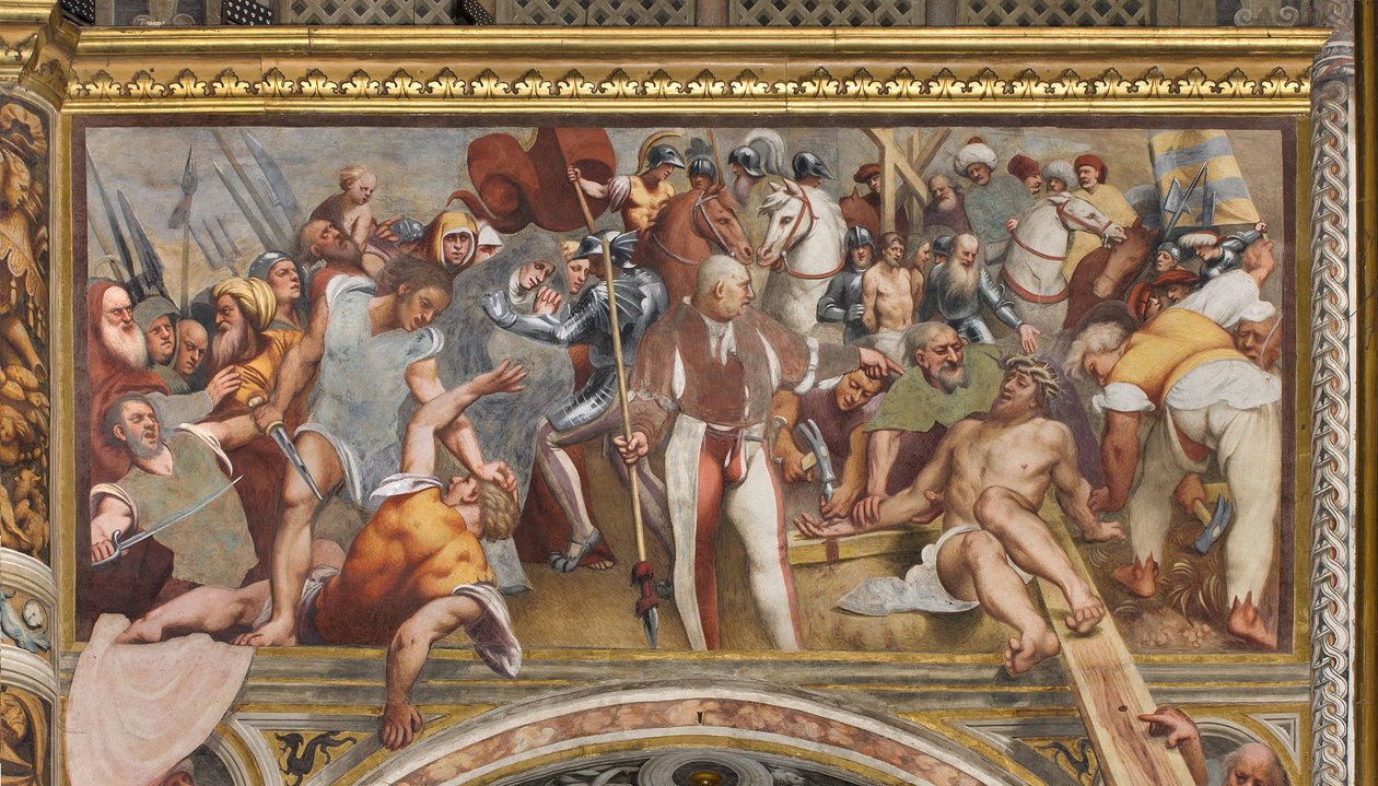 Nawa środkowa, pierwsze przęsło południowe, Chrystus przybity do krzyża, Pordenone autorstwa Giovanni Antonio Pordenone