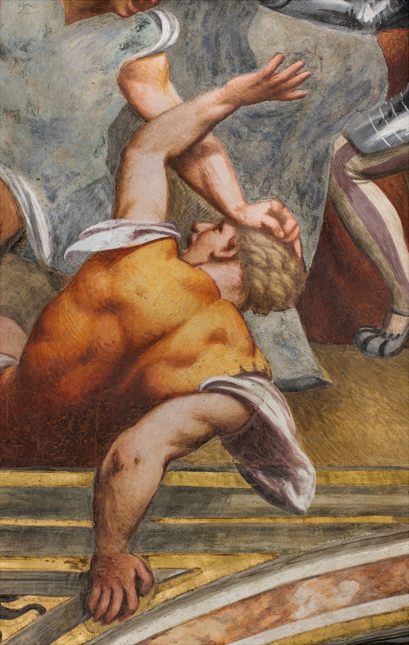 Nawa środkowa, pierwsze przęsło południowe, Chrystus przybity do krzyża, Pordenone autorstwa Giovanni Antonio Pordenone