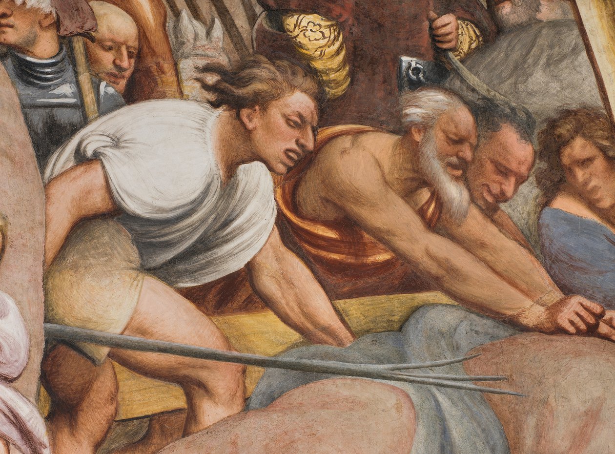 Nawa główna, drugie przęsło południowe, Jezus upada pod krzyżem, Il Pordenone autorstwa Giovanni Antonio Pordenone