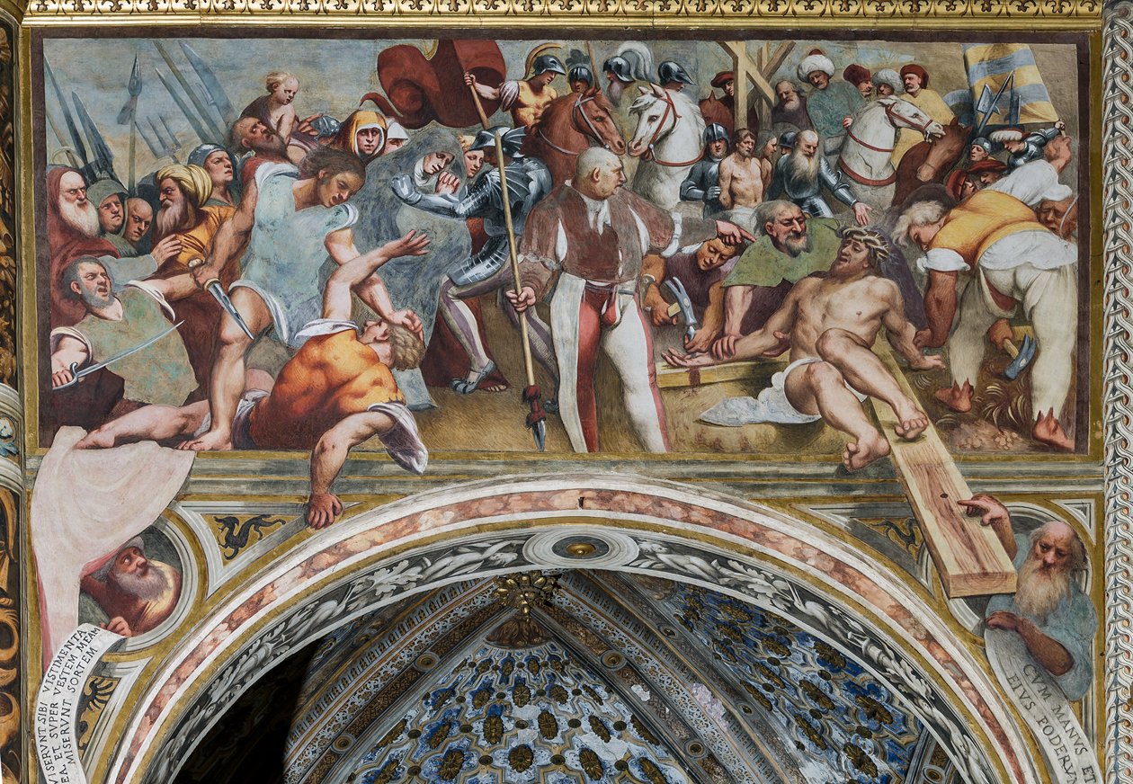 Jezus przybity do krzyża autorstwa Giovanni Antonio Pordenone