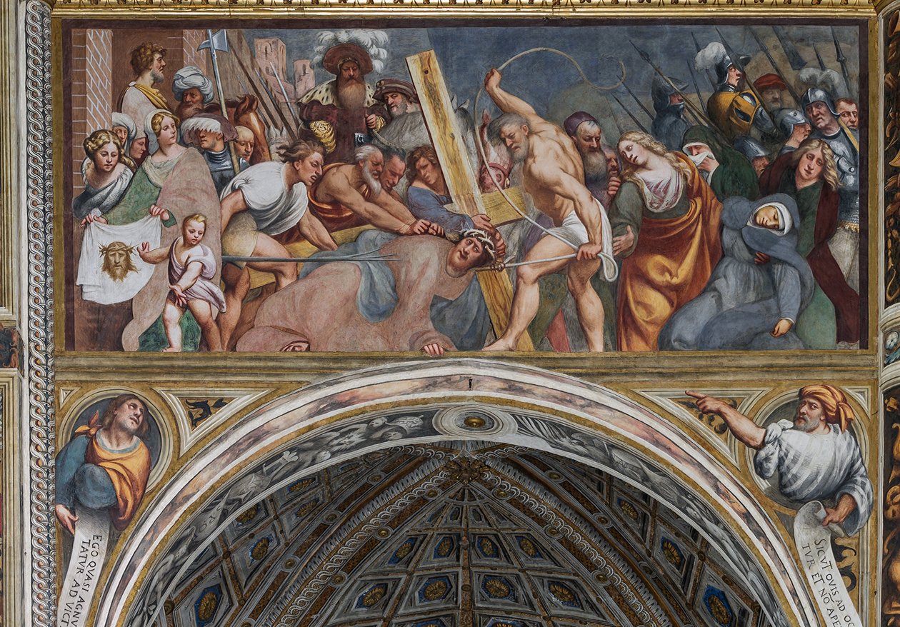 Jezus upadający pod krzyżem autorstwa Giovanni Antonio Pordenone
