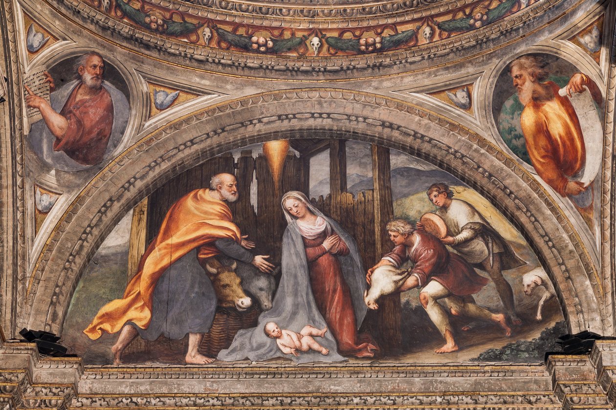 Luneta przedstawiająca Pokłon pasterzy autorstwa Giovanni Antonio Pordenone