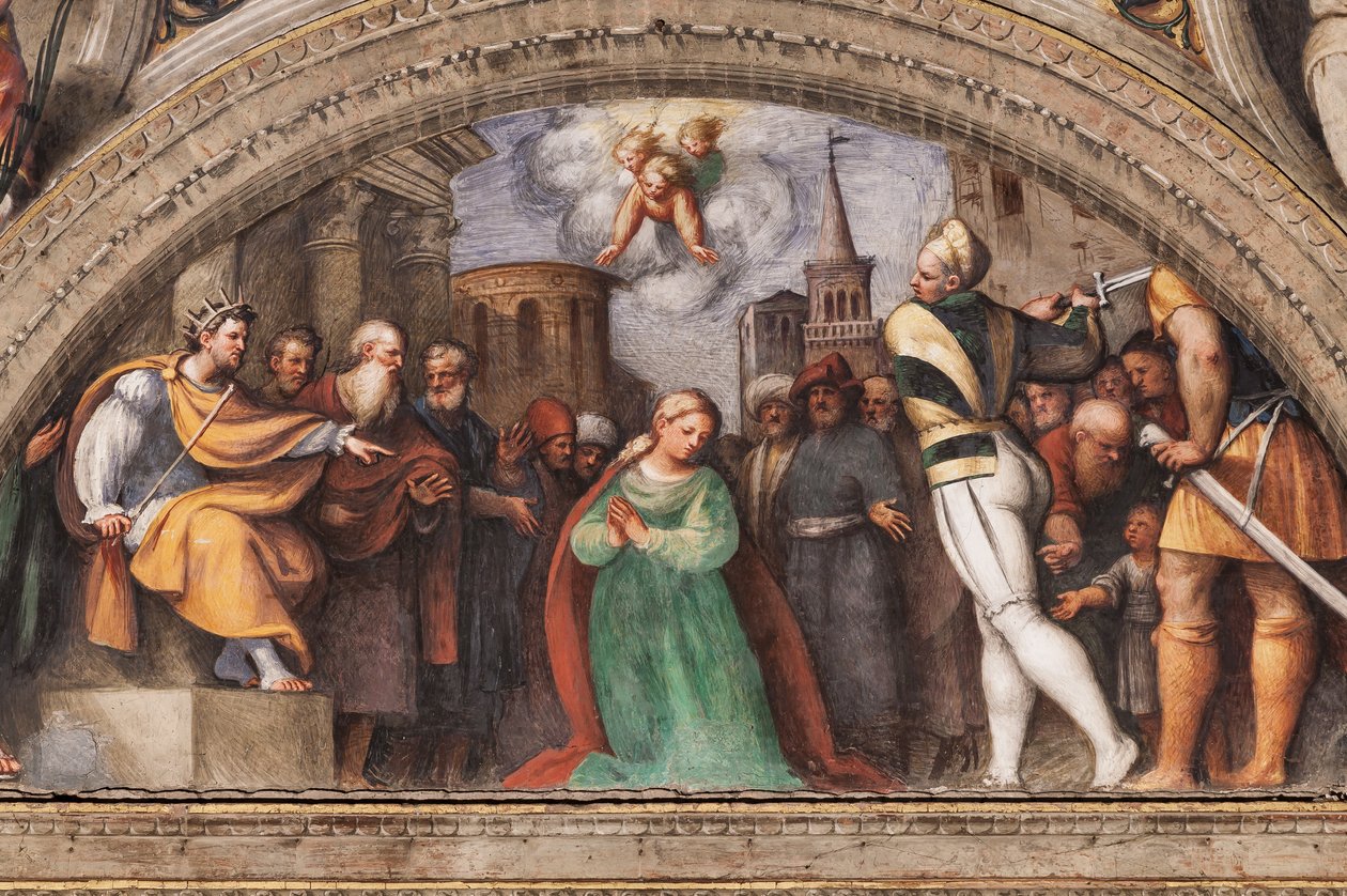 Luneta przedstawiająca ścięcie św. Katarzyny autorstwa Giovanni Antonio Pordenone