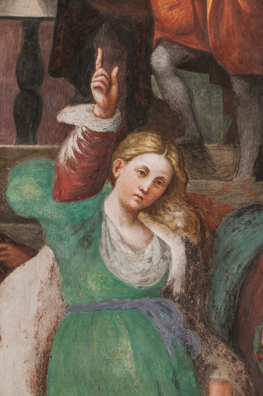 Spór św. Katarzyny z filozofami, 1530-32 (fresk) (detal 3601450) autorstwa Giovanni Antonio Pordenone