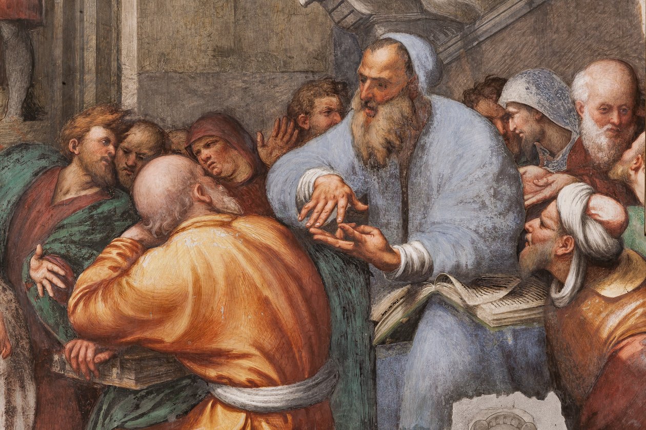 Spór św. Katarzyny z filozofami, 1530-32 (fresk) (detal 3601450) autorstwa Giovanni Antonio Pordenone