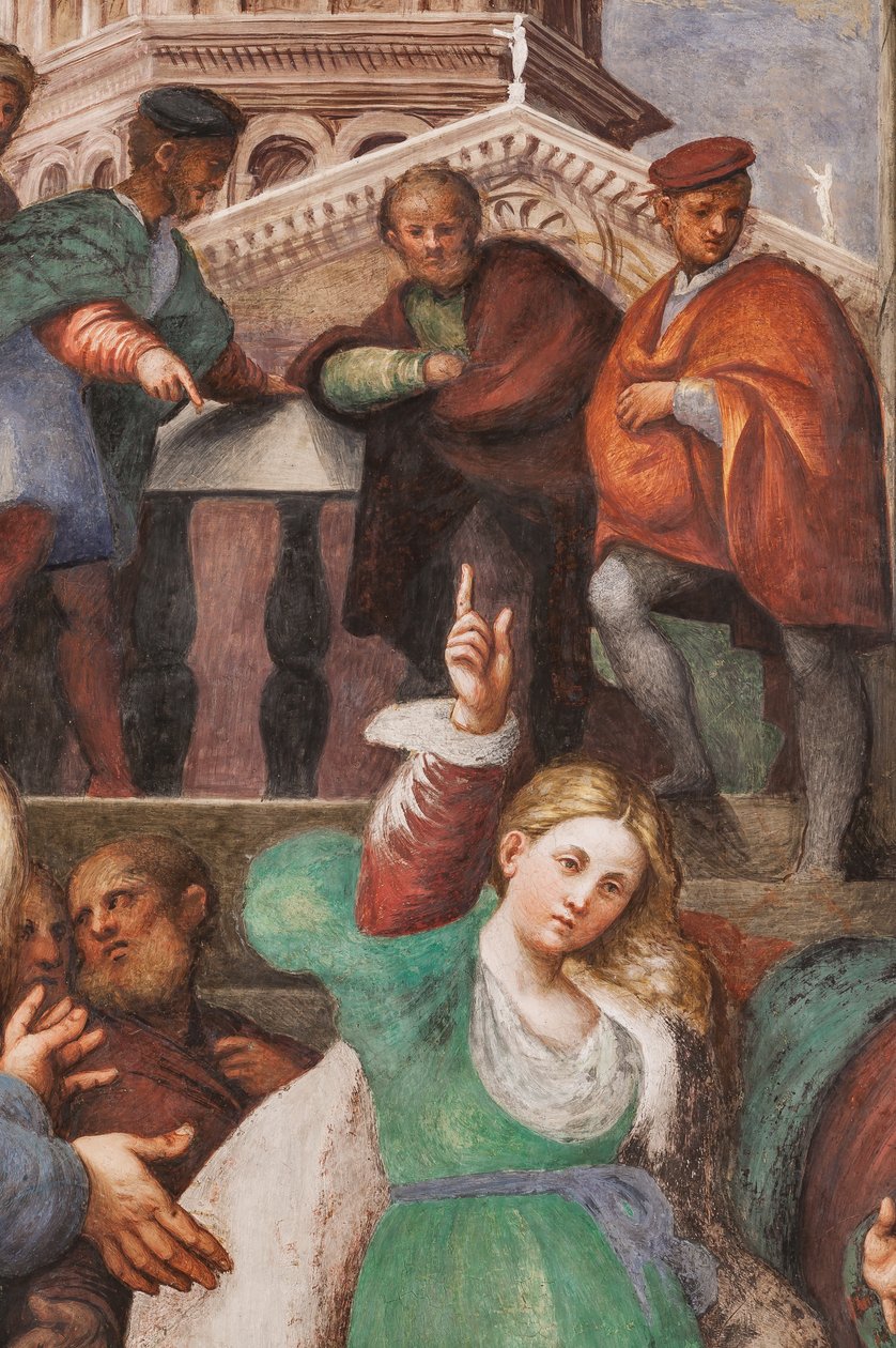 Spór św. Katarzyny z filozofami, 1530-32 (fresk) (detal 3601450) autorstwa Giovanni Antonio Pordenone