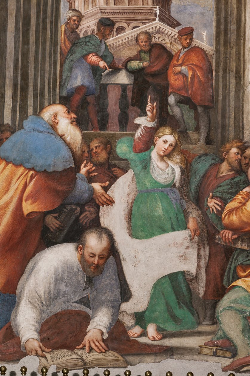 Spór św. Katarzyny z filozofami, 1530-32 (fresk) (detal 3601450) autorstwa Giovanni Antonio Pordenone