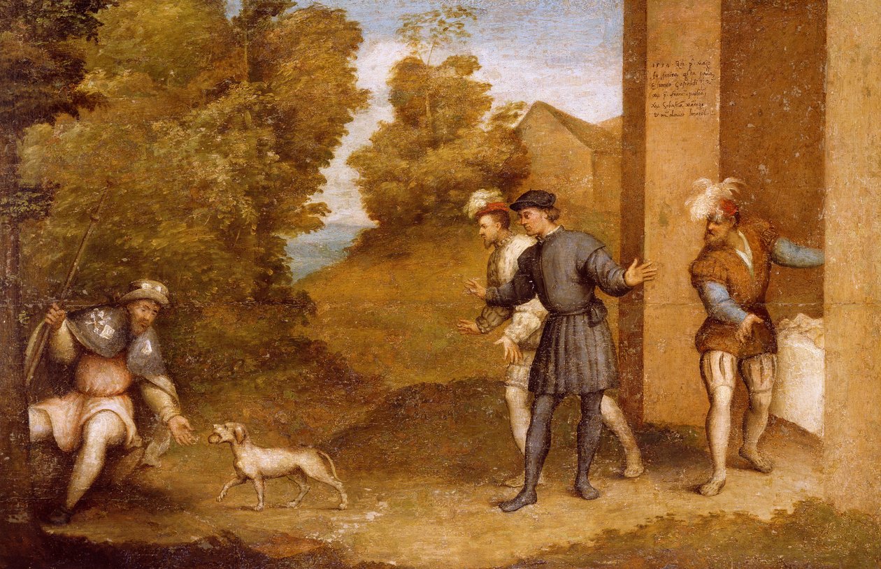 Św. Roch karmiony psem, przedział Ołtarza Św. Gotarda autorstwa Giovanni Antonio Pordenone