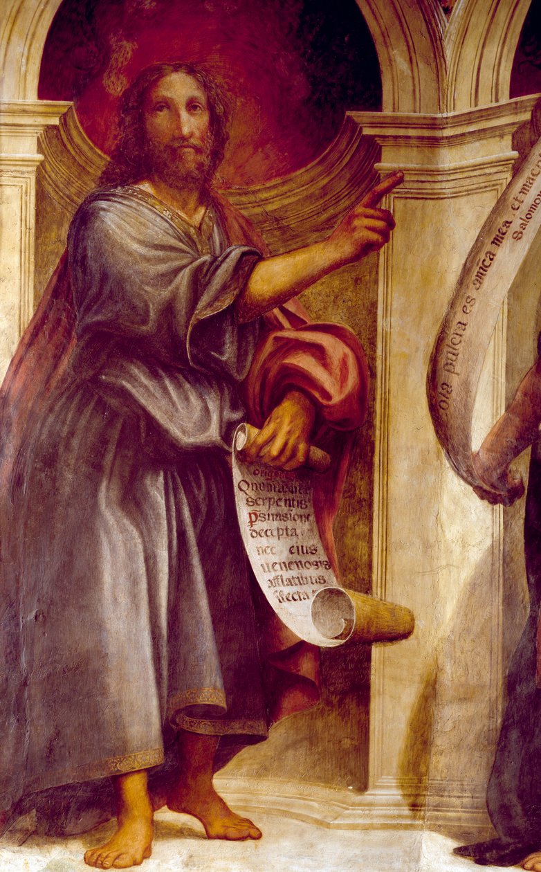 Prorok Izajasz, fragment z kaplicy św Anny, kościół Zwiastowania, Cortemaggiore, Włochy autorstwa Giovanni Antonio Pordenone
