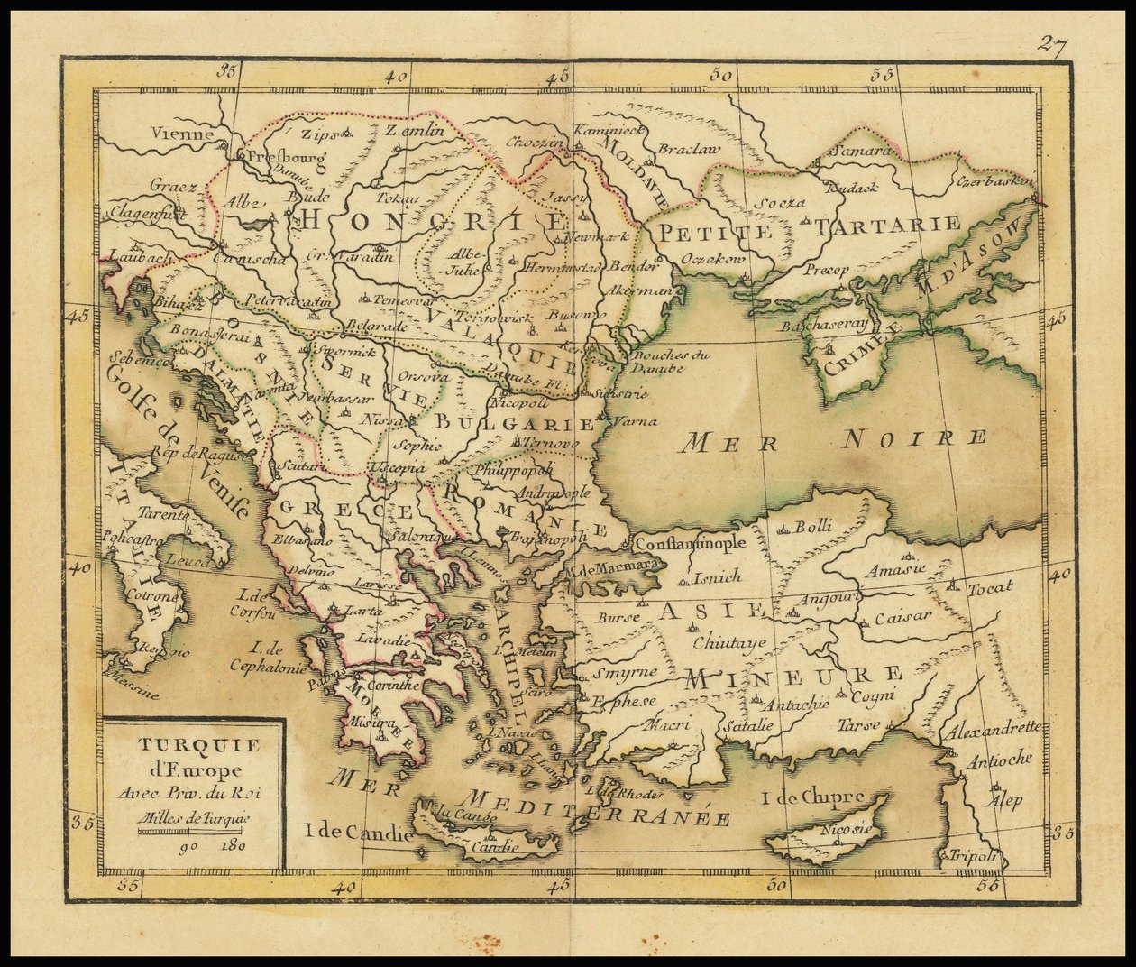 Mapa z 1762 r. - Turcja europejska autorstwa Giovanni Antonio Rizzi Zannoni