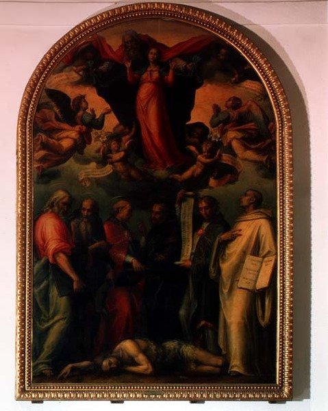 Spór Doktorów Kościoła o Niepokalane Poczęcie” autorstwa Giovanni Antonio Sogliani