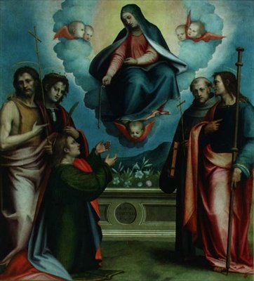 Dziewica Najświętszego Pasa z SS. Tomasz, Jan Chrzciciel, Ludwik, Jan Gualberto i Józef (olej na płótnie) autorstwa Giovanni Antonio Sogliani