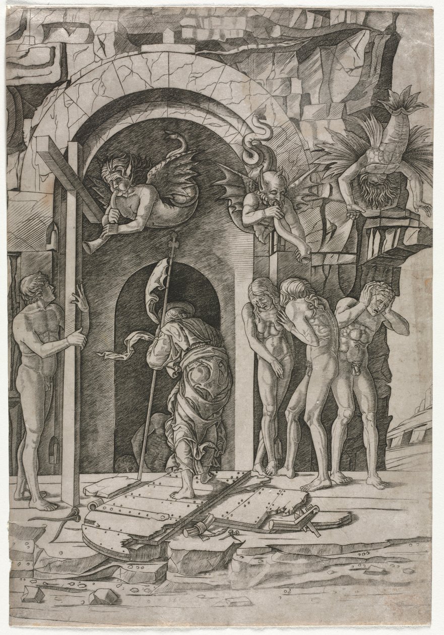 Zejście do otchłani, c. 1490-1500. autorstwa Giovanni Antonio da Brescia