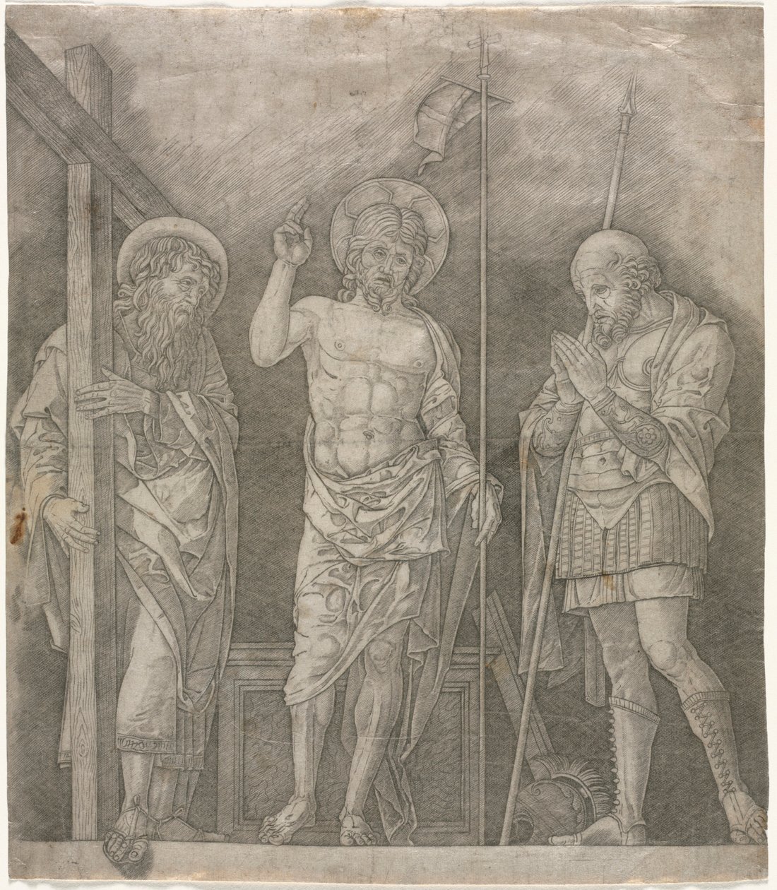 Zmartwychwstały Chrystus między świętymi Andrzejem i Longinusem autorstwa Giovanni Antonio da Brescia