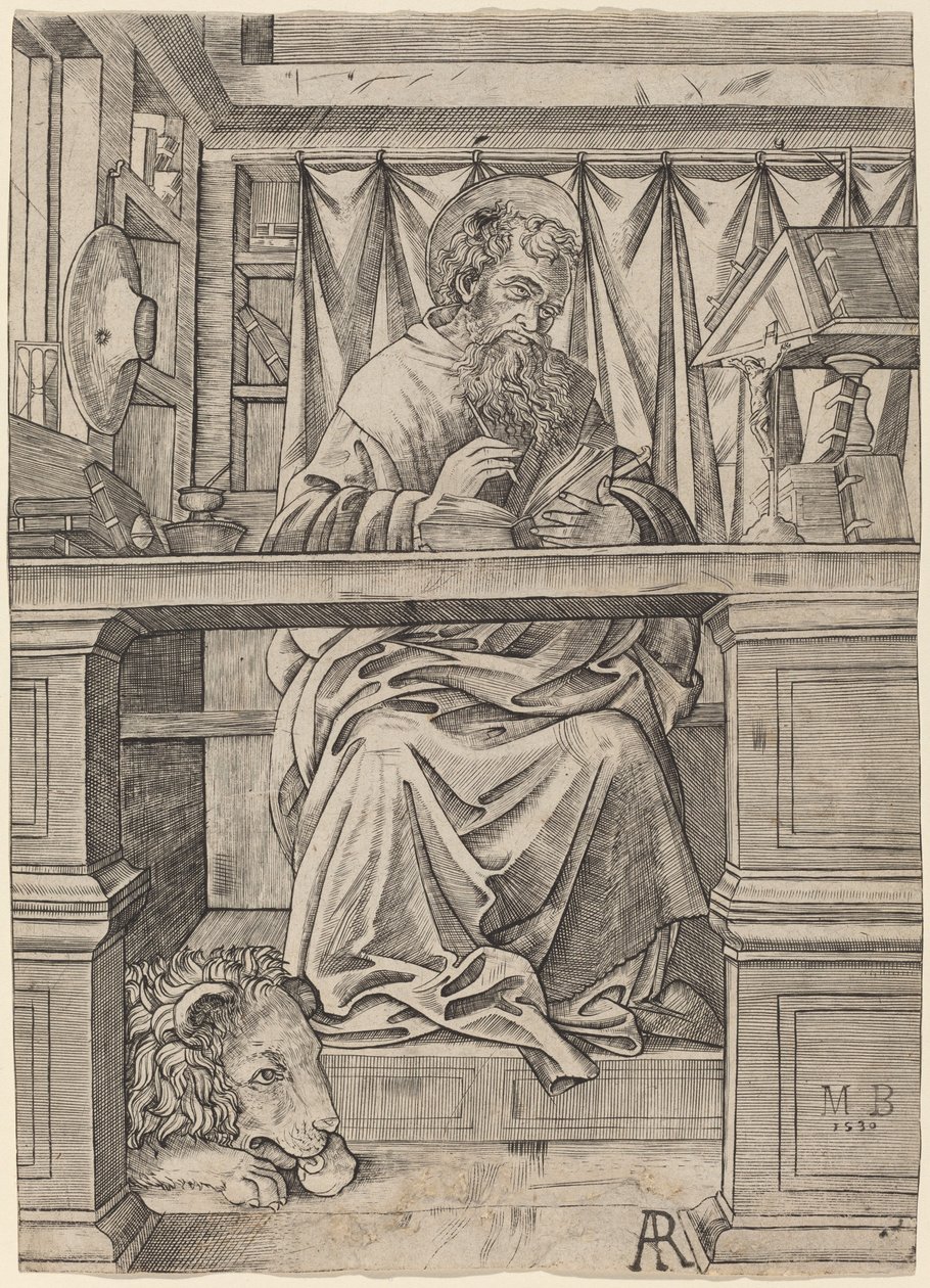 Święty Hieronim w swoim gabinecie autorstwa Giovanni Antonio da Brescia