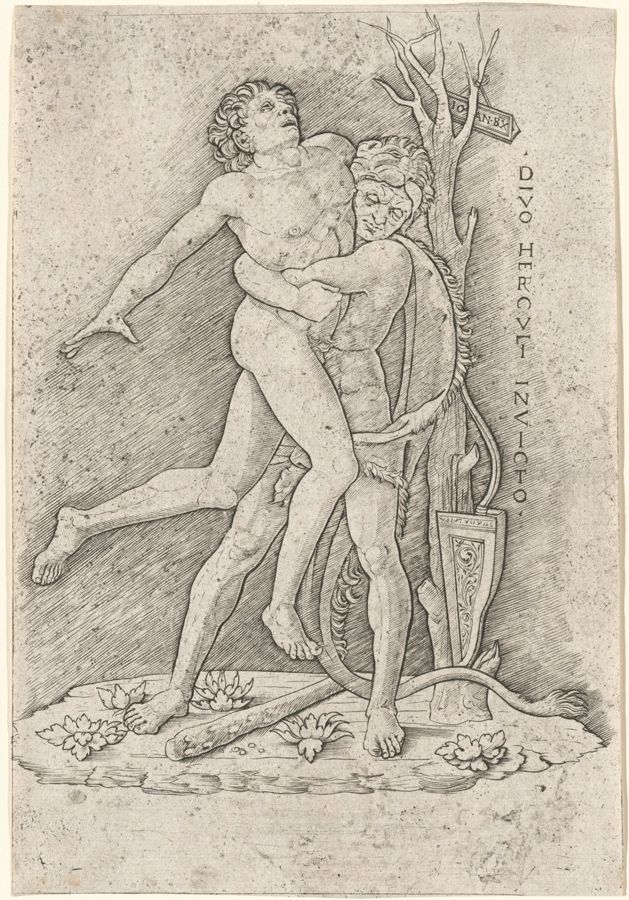 Herkules i Anteusz autorstwa Giovanni Antonio da Brescia, after Andrea Mantegna