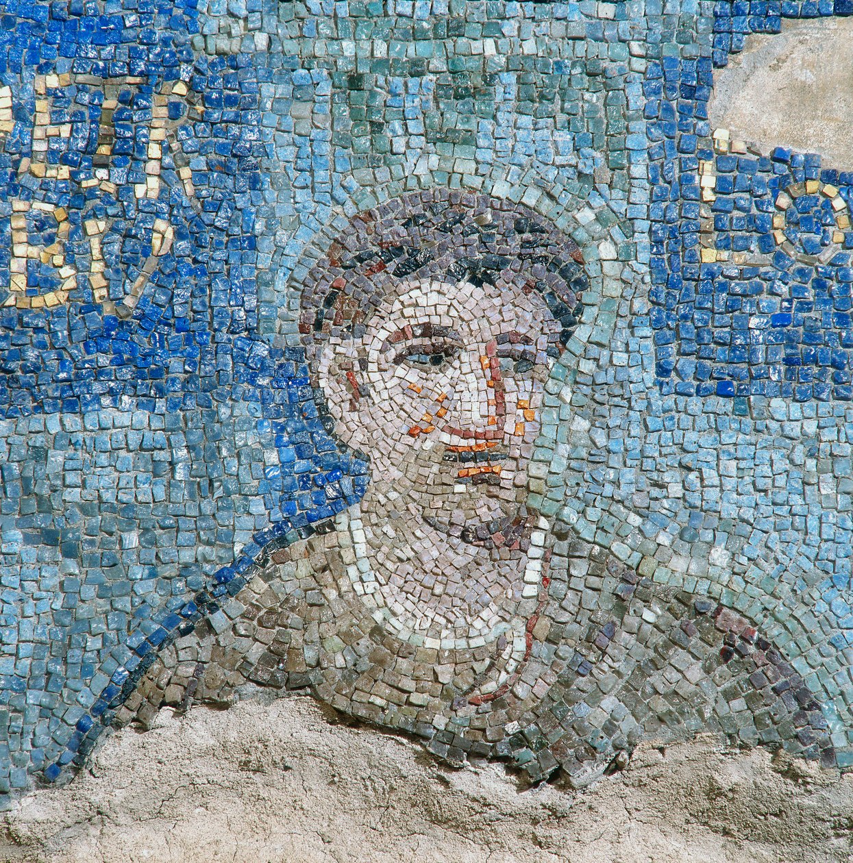 Apostoł, fragment mozaiki dwunastu plemion Izraela i dwunastu apostołów, przy Szkole Lombardzkiej, mieszczący się w kaplicy San Aquilino, w bazylice San Lorenzo Maggiore w Mediolanie autorstwa Phillipe de Marlier