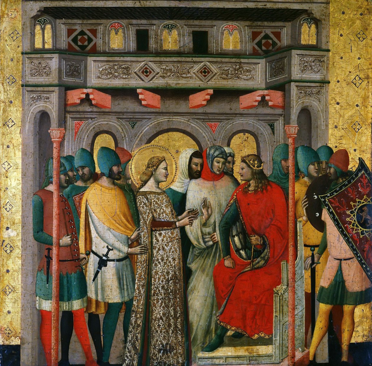 Św. Kolumba przed cesarzem Aurelianem Sceny z życia Św. Kolumby, 1345-1350. autorstwa Giovanni Baronzio