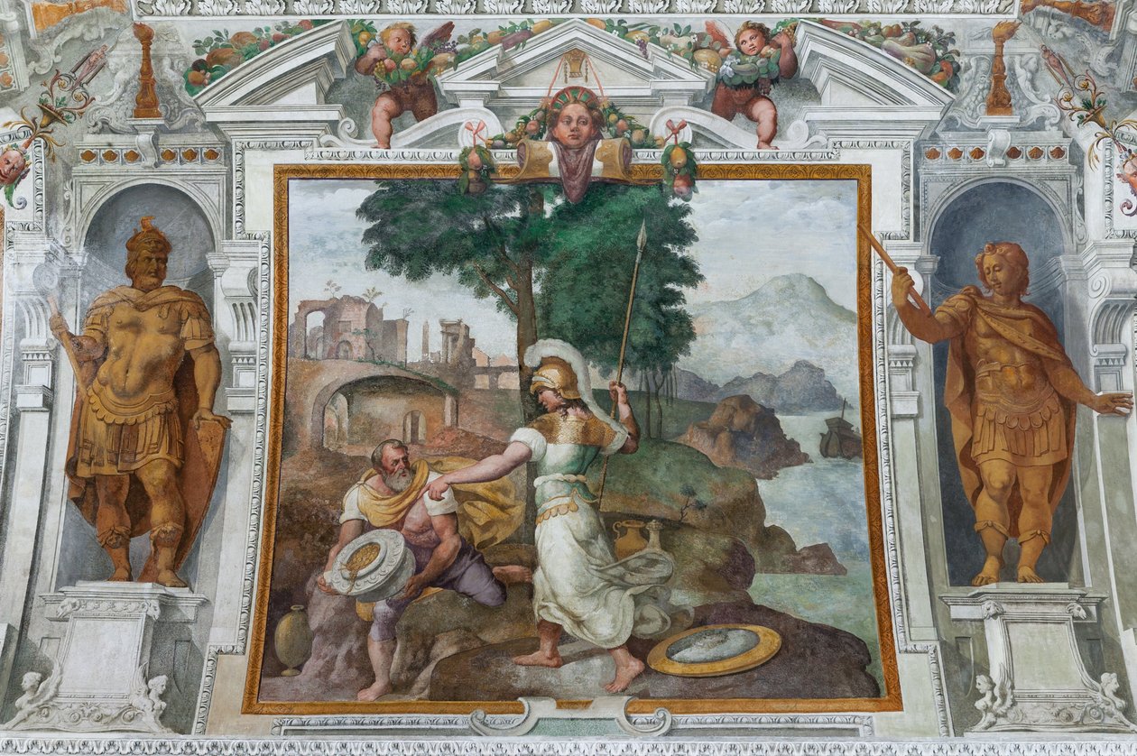 Ulisses i Minerwa, ok. 1560 (fresk) autorstwa Giovanni Battista Castello