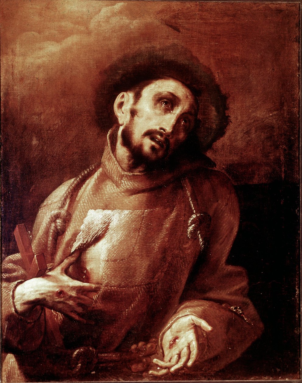Święty Franciszek z Asyżu w ekstazie Obraz Giovana (Giovanniego) Battista Crespi dit Il Cerano (ok. 1575-1632) Wymiary 93,5x74 cm Mediolan, Galeria Sztuki Brera autorstwa Giovanni Battista  Crespi