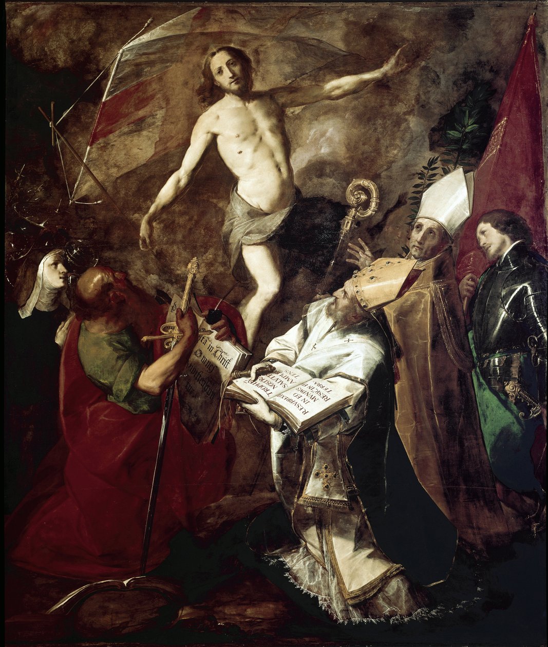 Zmartwychwstanie ze świętymi (olej na płótnie) autorstwa Giovanni Battista  Crespi