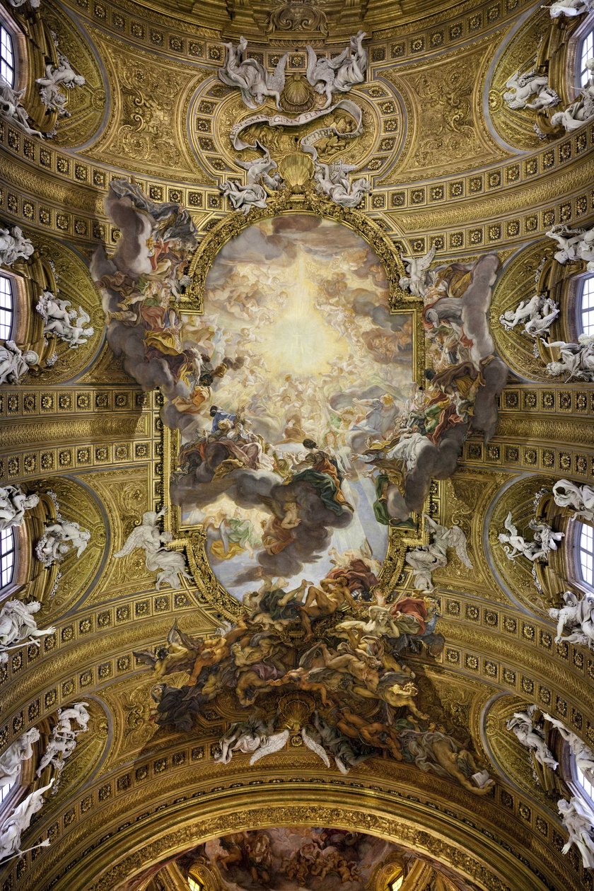 Triumf imienia Jezus (Il Trionfo del nome di Gesu), fresk trompe l