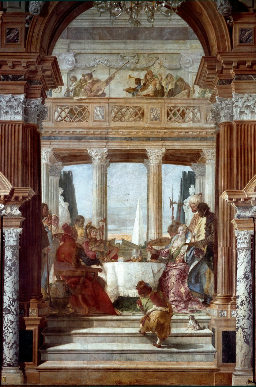 Uczta Antoniusza i Kleopatry Fresk Giambattisty Tiepolo (1696-1770) 1747-1748 Wenecja, Palazzo Labia autorstwa Giovanni Battista Tiepolo