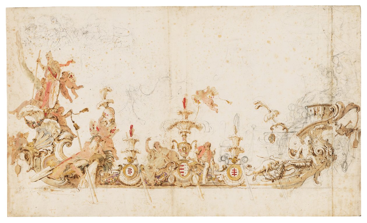 Projekt gondoli ceremonialnej przedstawiającej Triumf Polski autorstwa Giovanni Battista (1696 1770) Tiepolo