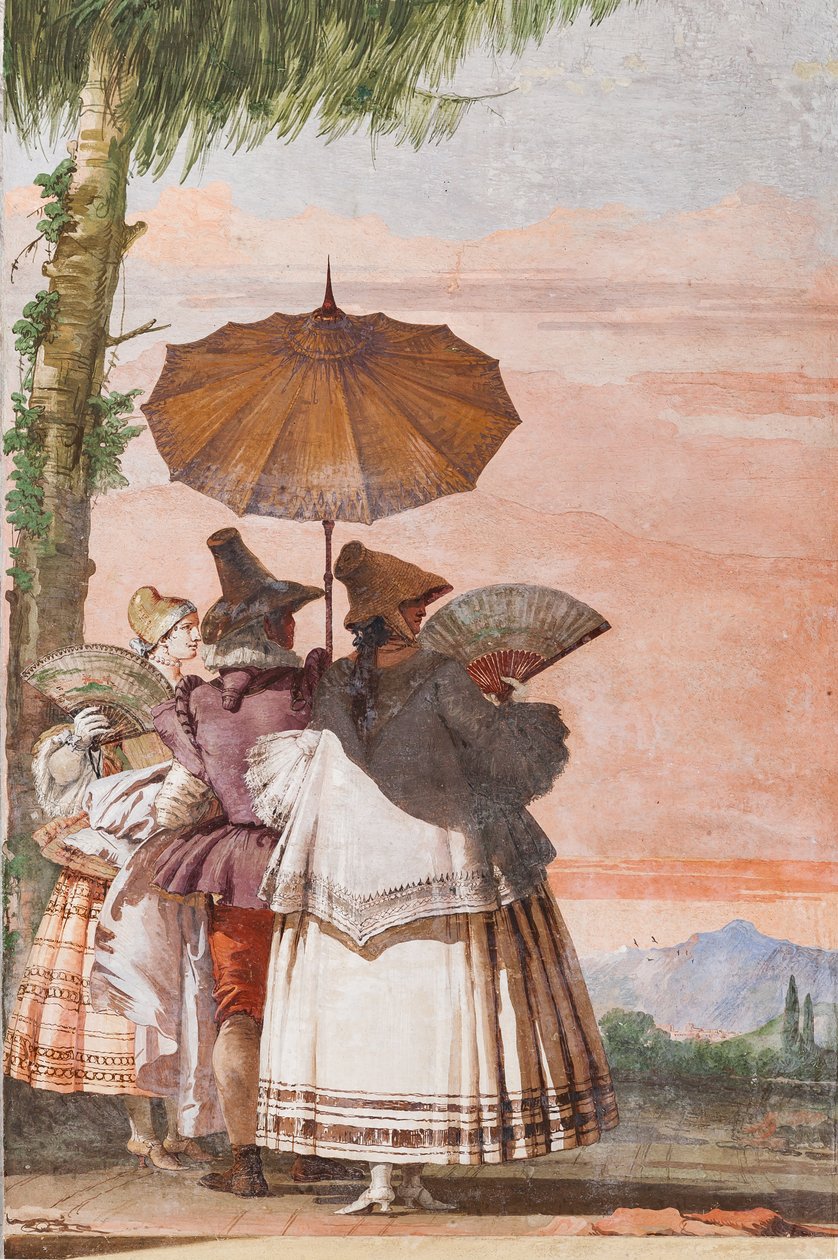 Kwatery Gościnne, Sala Fałszywych Architektur Gotyckich: „Letni spacer” autorstwa Giovanni Battista Tiepolo