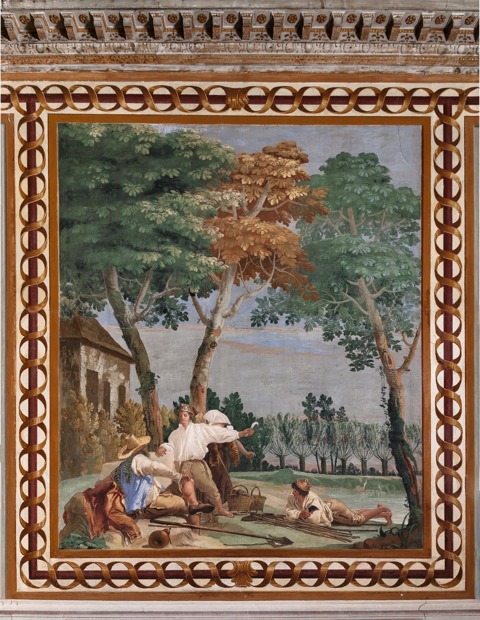 Kwatery Gościnne, Sala Scen Wiejskich: "Odpoczynek Chłopa" autorstwa Giovanni Battista Tiepolo