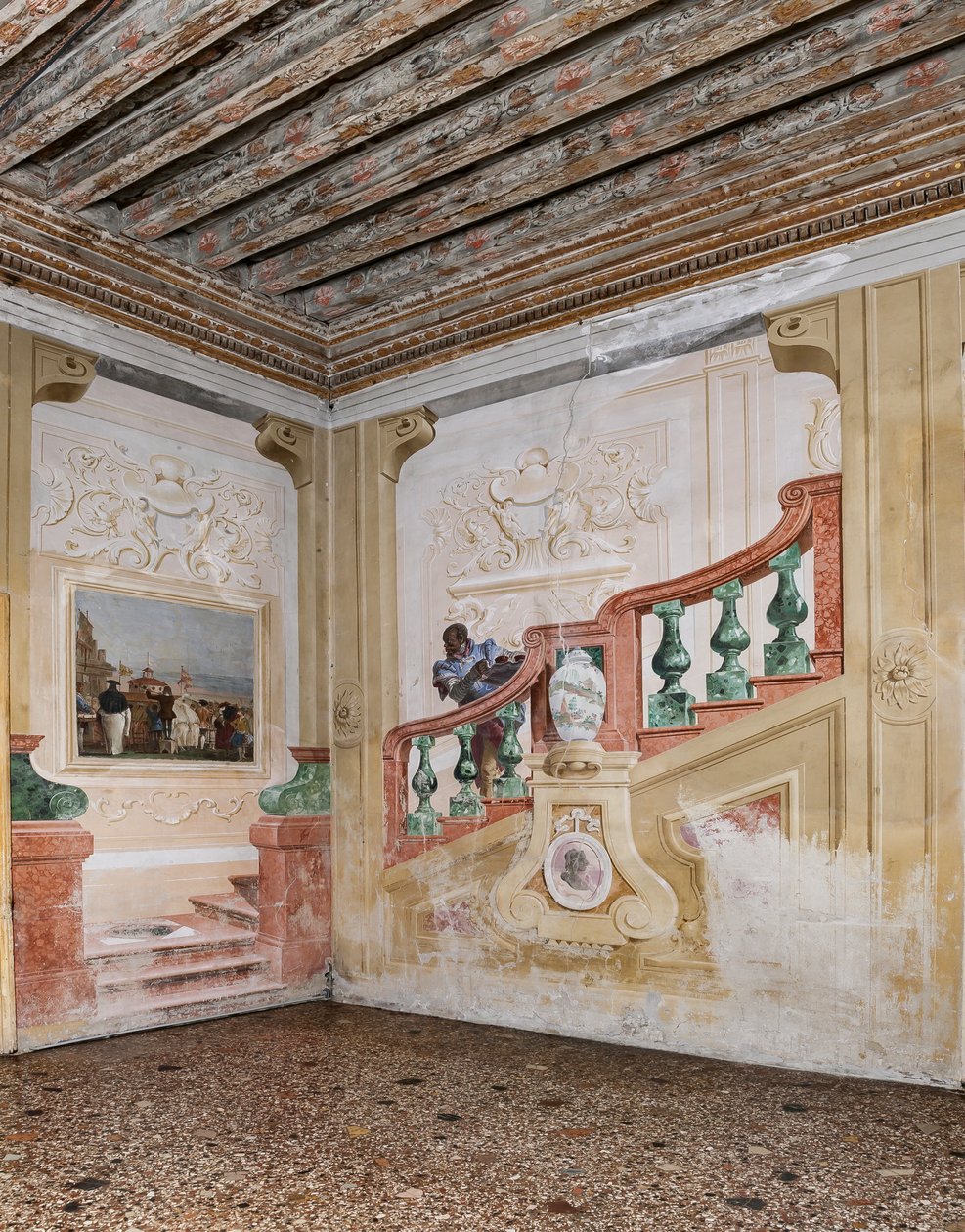 Kwatery Gościnne, Sala Scen Karnawałowych: „Sługa Maurów na fałszywych schodach” autorstwa Giovanni Battista Tiepolo