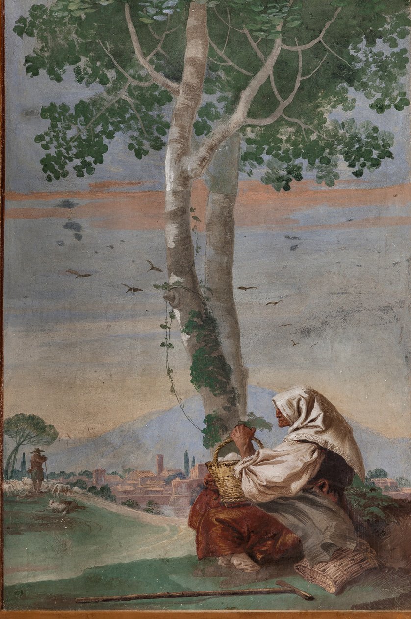 Stara wieśniaczka z koszem jajek z „Foresterii” (Pensjonat) autorstwa Giovanni Battista Tiepolo