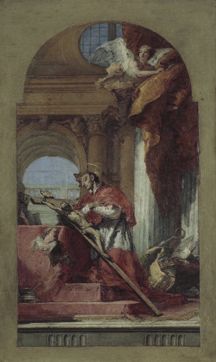 Św. Karol Boromeusz medytujący nad Krucyfiksem autorstwa Giovanni Battista Tiepolo