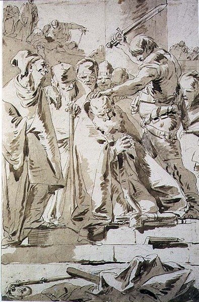 Ścięcie biskupa (pióro i atrament na papierze) autorstwa Giovanni Battista Tiepolo