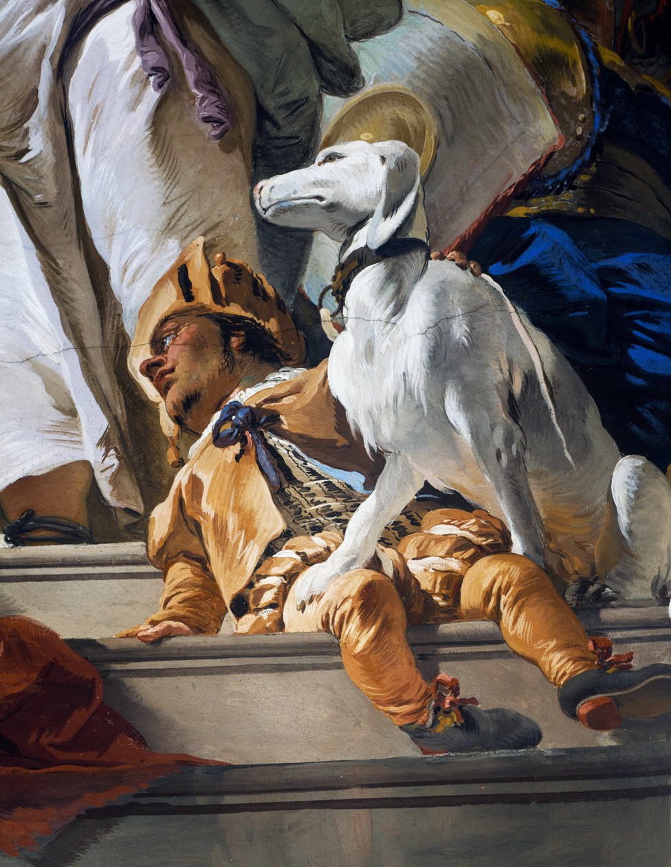 Krasnolud i pies, fragment z Sądu Salomona autorstwa Giovanni Battista Tiepolo