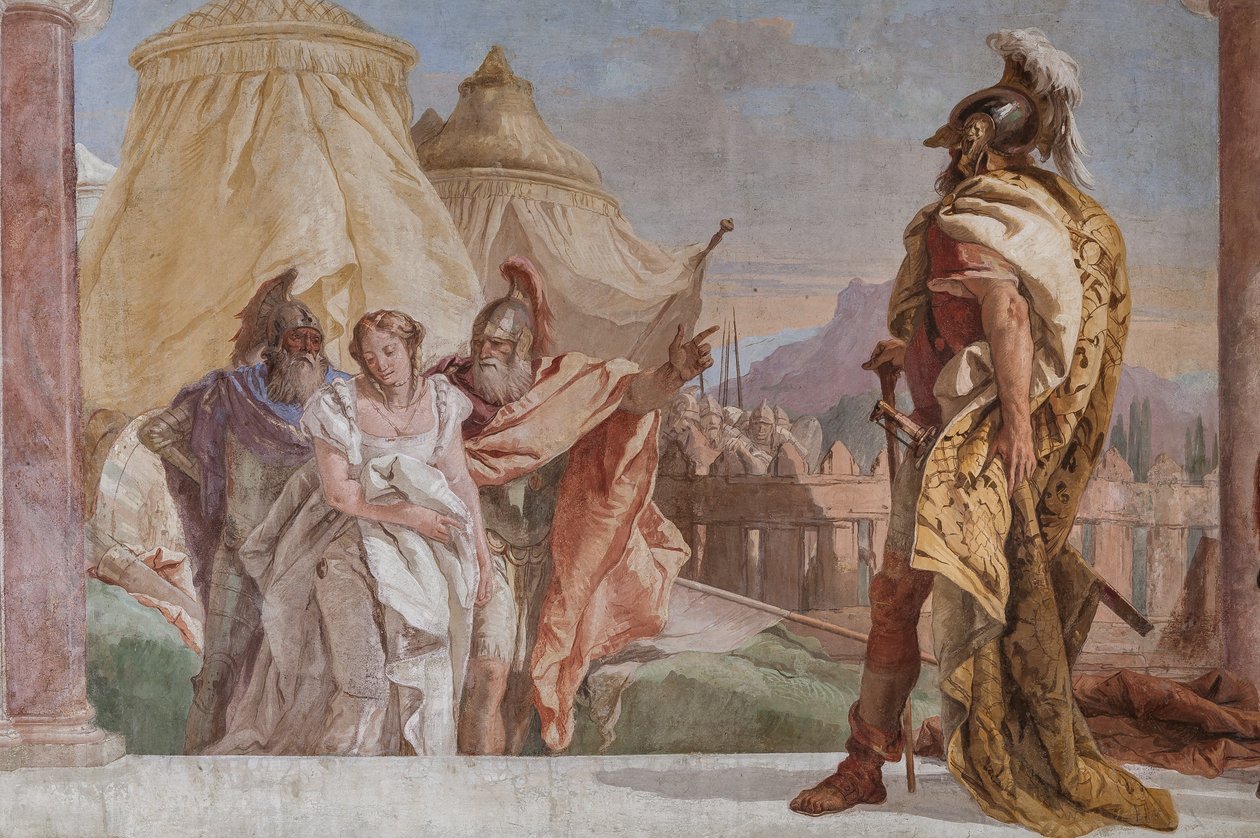 Eurybates i Talthybius prowadzący Bryzeidę do Agamemnona (fragment) autorstwa Giovanni Battista Tiepolo