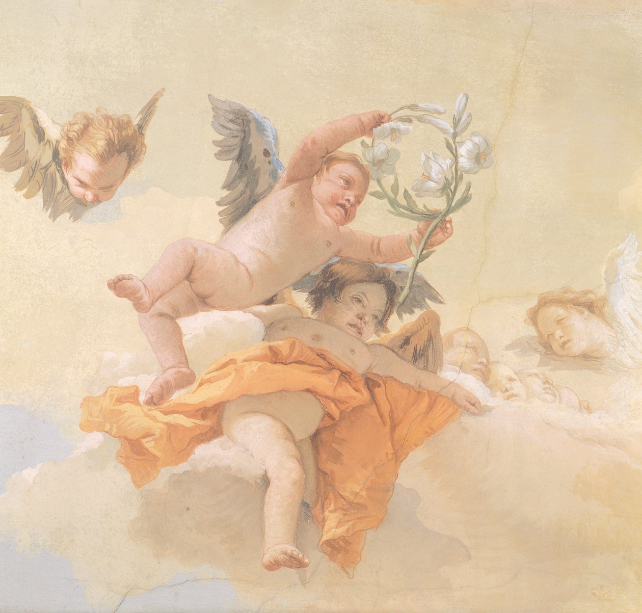 Chwała aniołów, Giovanni Battista Tiepolo (1696-1770), fresk, Detal, Oratorium Czystości, Udine autorstwa Giovanni Battista Tiepolo