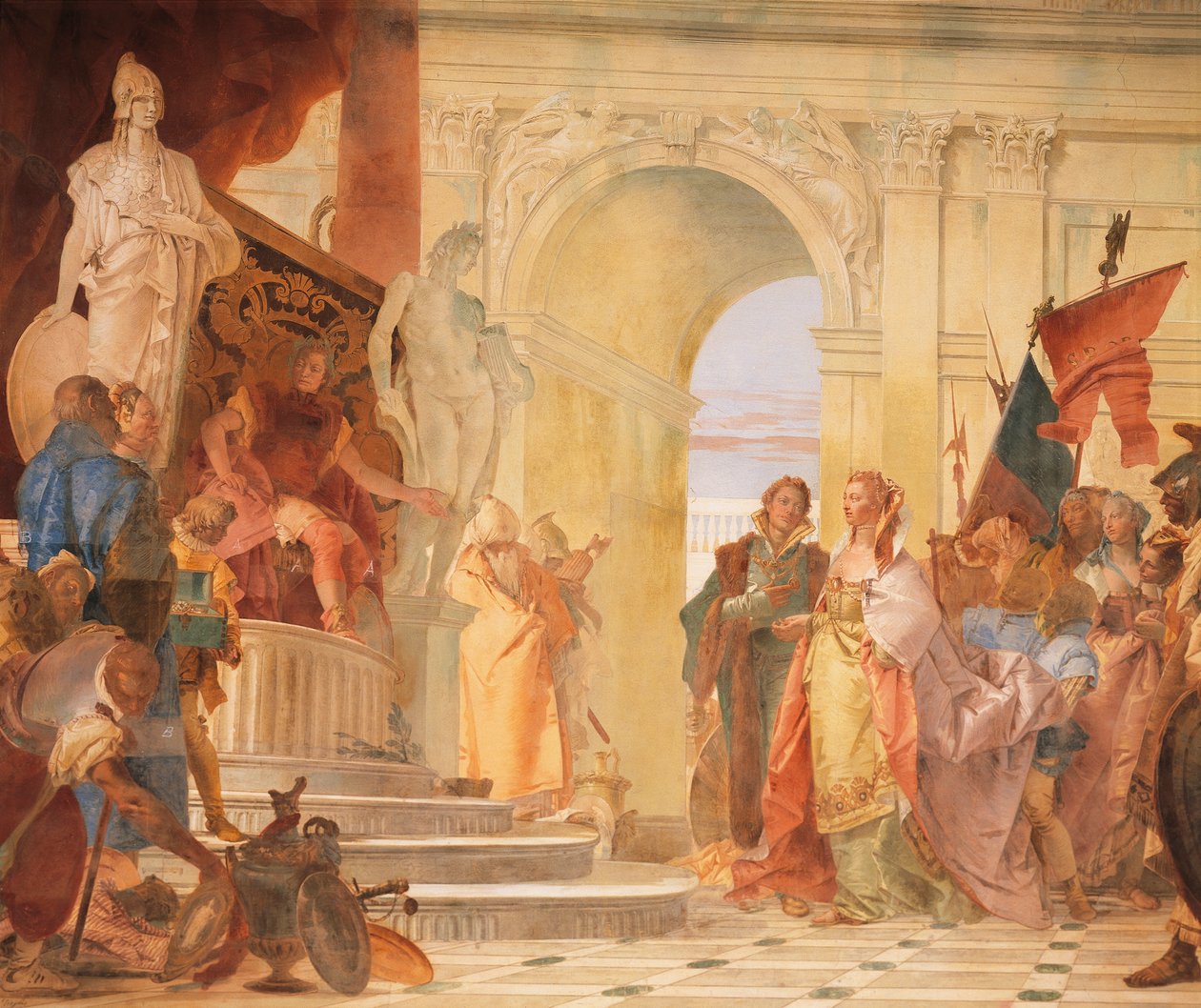 Wielkoduszność Scypiona, fragment z Chwały Scypiona Afrykańskiego i Aleksandra Wielkiego autorstwa Giovanni Battista Tiepolo